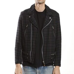 Undercover Co Ltd AW13 Plaid Wool‎ Blend Moto Jacket Size 4 Medium